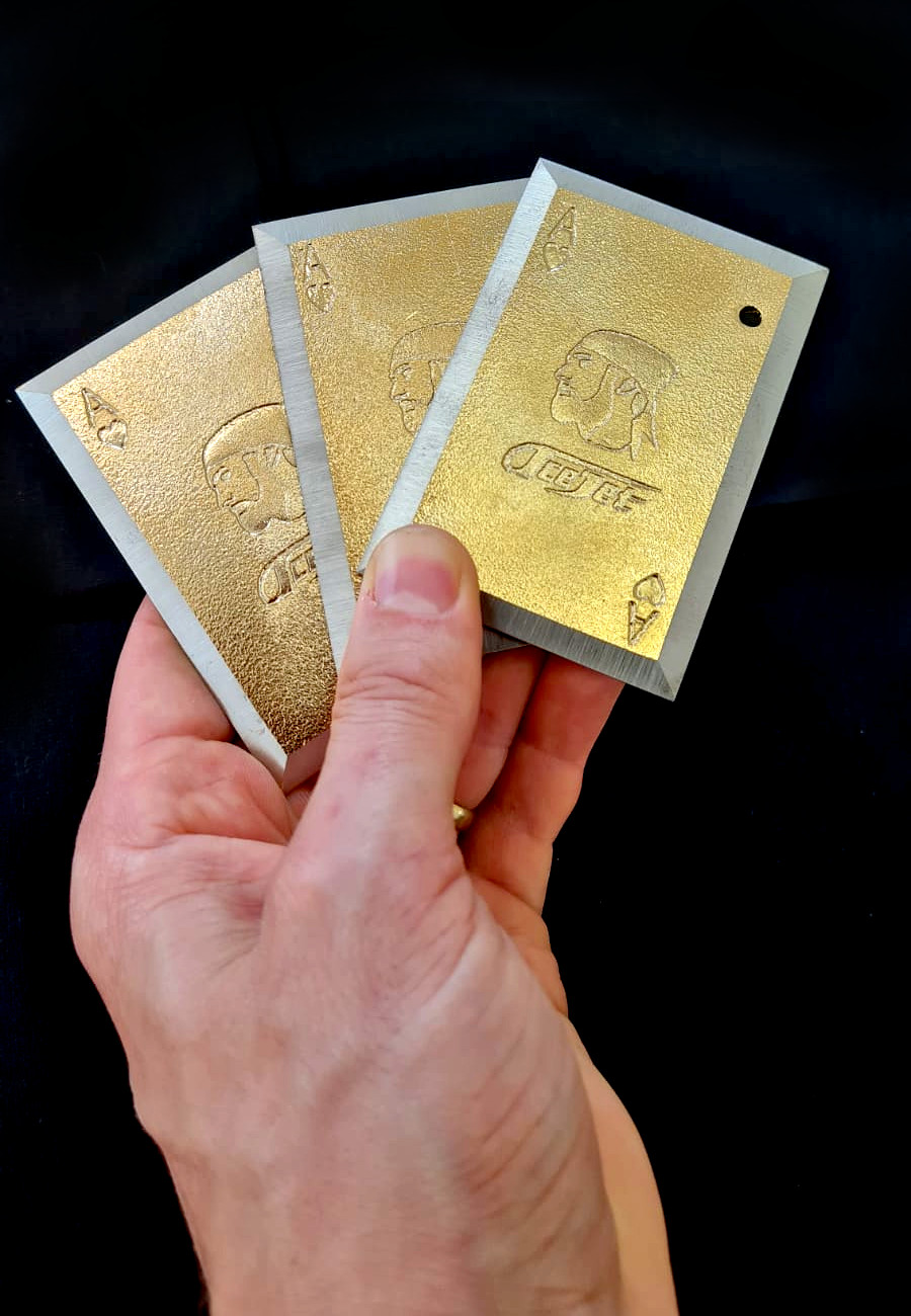 Steel Throwing cards in Gold 24k - Set of 3