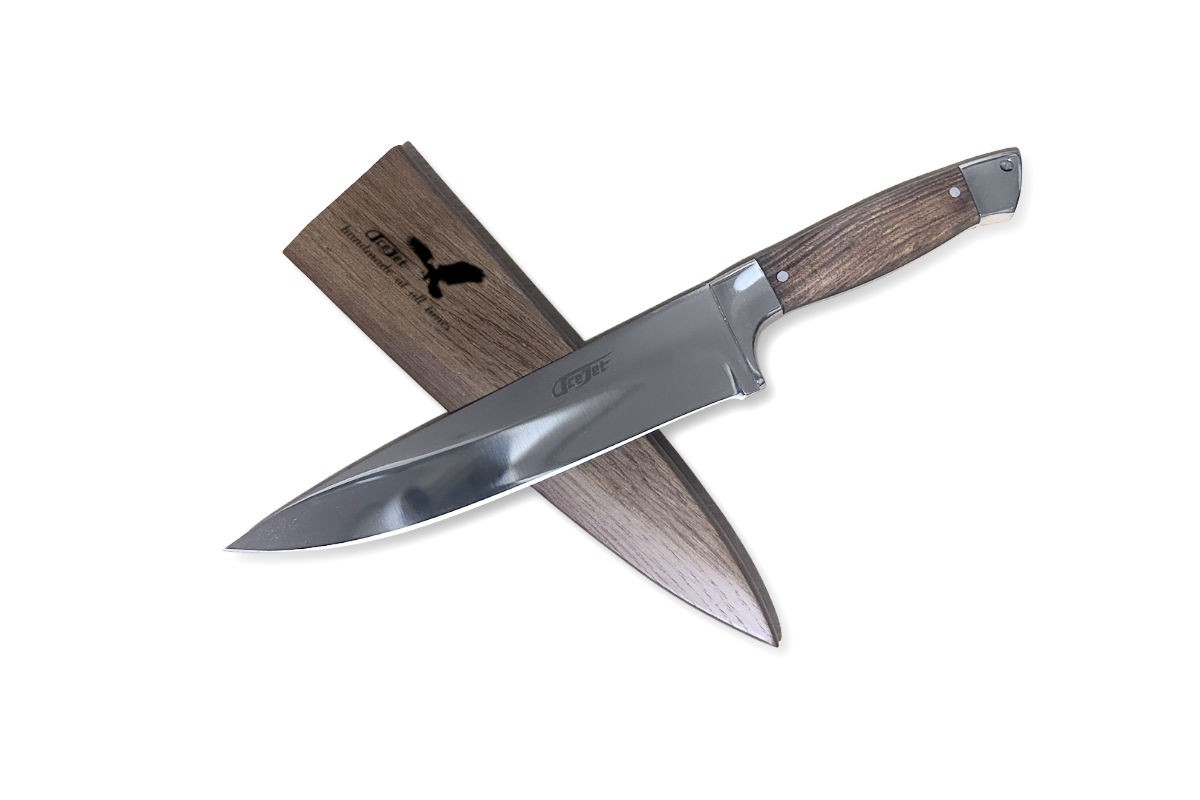 AceJet Caesar Chef Rose Wood ELMAX Kitchen knife + Wooden sheath