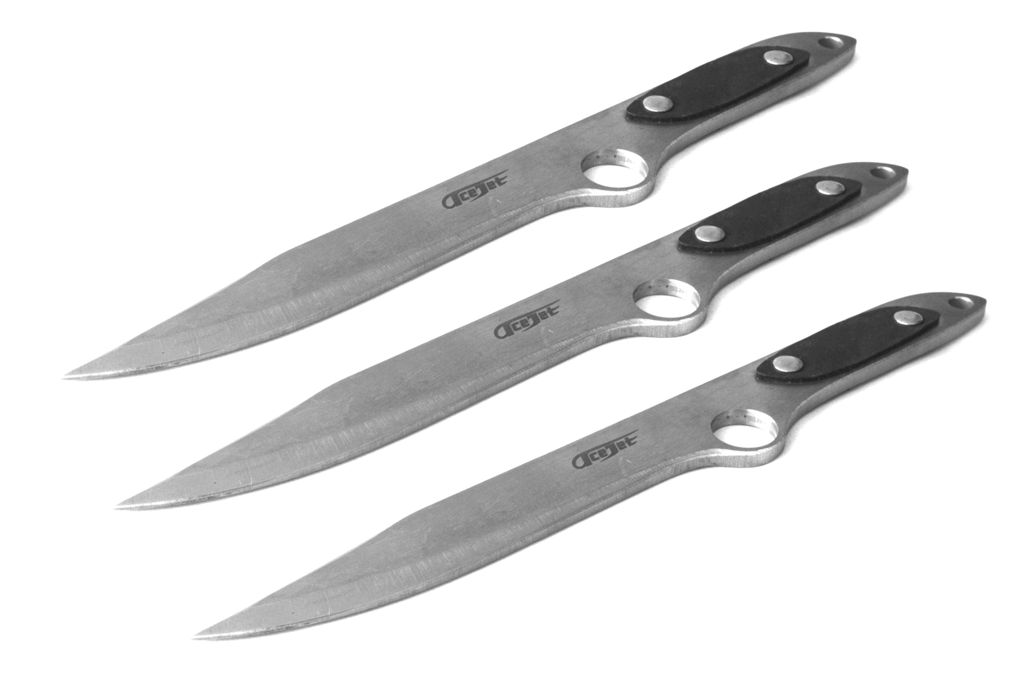 ACEJET SPINNER BOWIE Silver Hunter 13'' black grip - throwing knife set of 3
