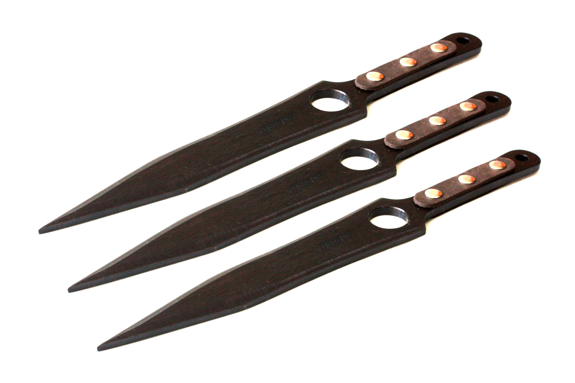 ACEJET MAXIMUS SHADOW 12" brown grip - Spinner Throwing knife - set of 3
